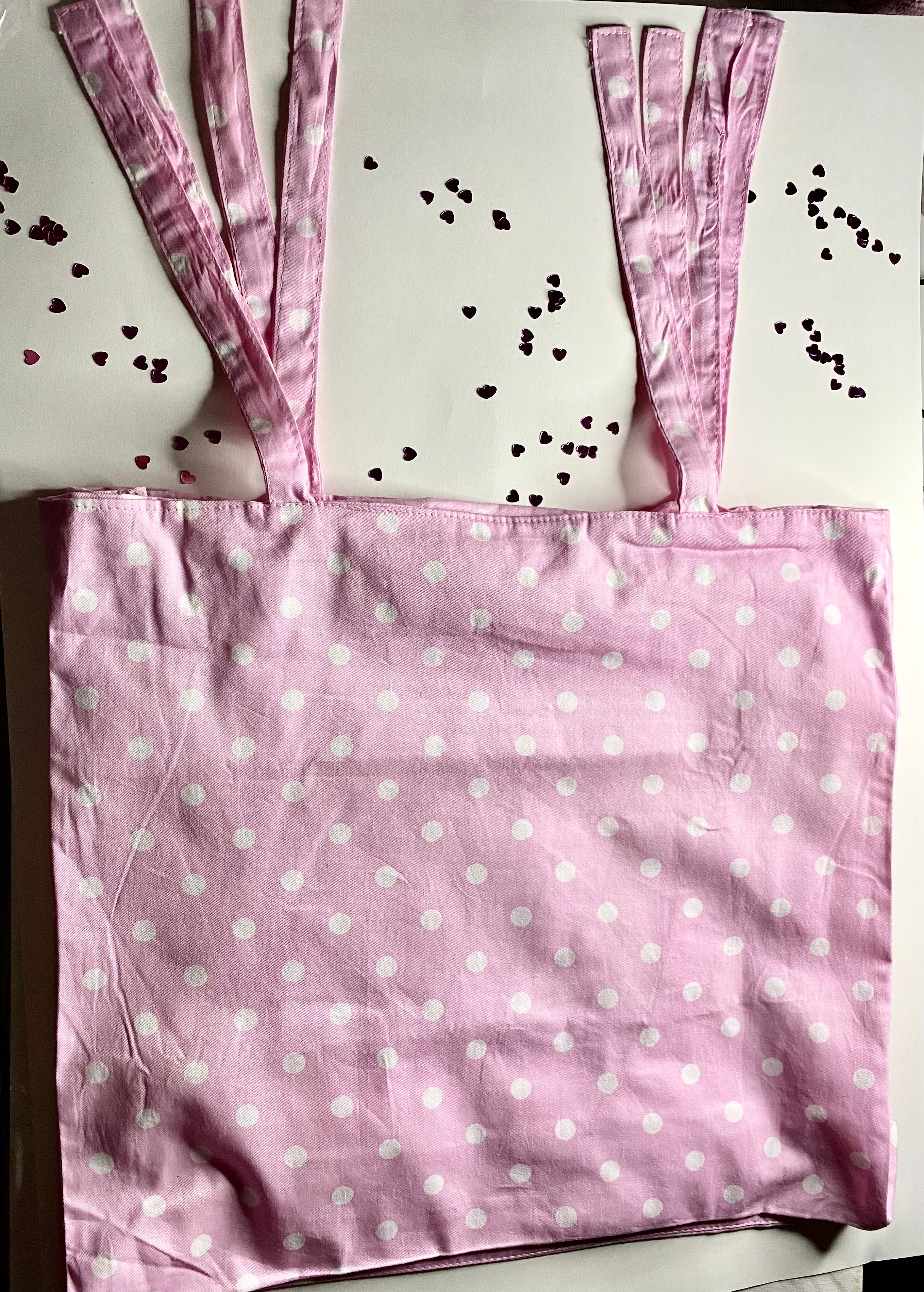 Medium / Large Clippy tote bag pink spotted Lining